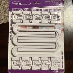 Sliding cabinet child safety locks